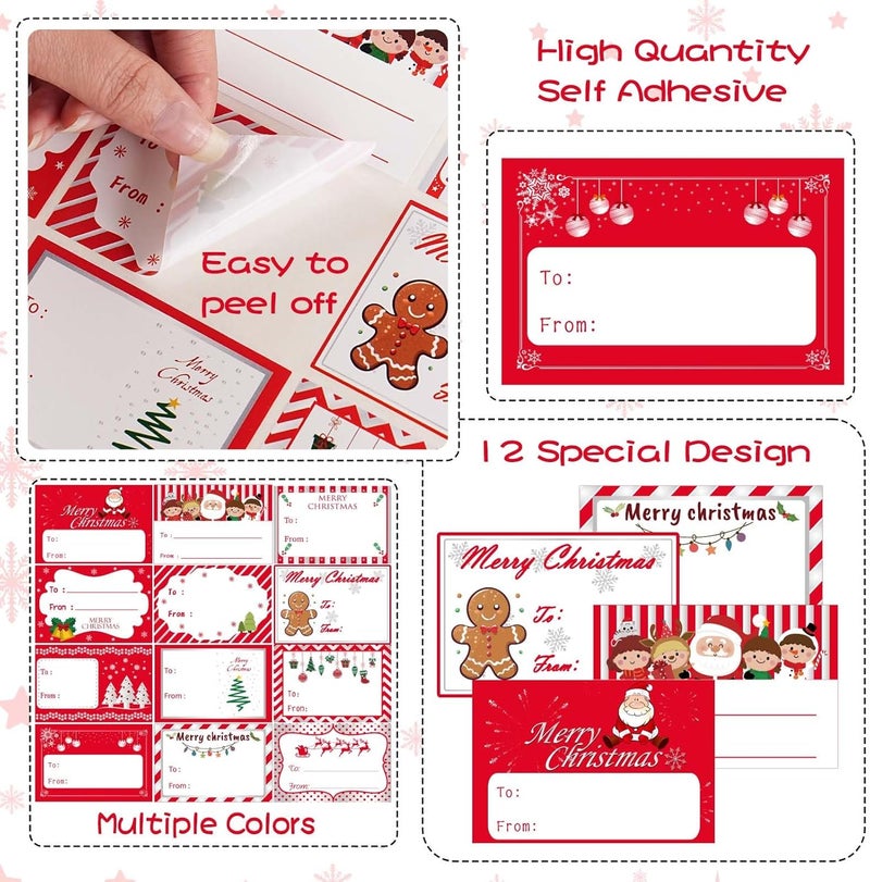 KEYBOO 180 PCS Christmas Name Tags for Gifts, Christmas Gift Tags Stickers Labels for Presents, Christmas Name Tags Stickers for Red Christmas Wrapping Paper, Xmas Gift Tags for Holiday Gift - Image 3